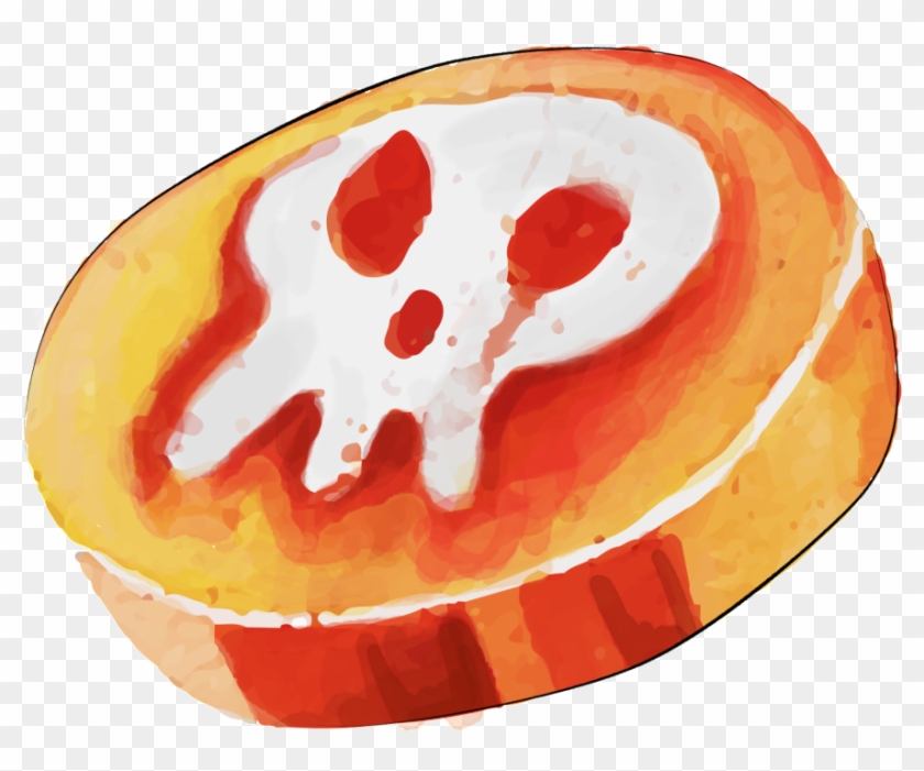 Orange Skull Watercolor Hand-painted Transparent Clipart