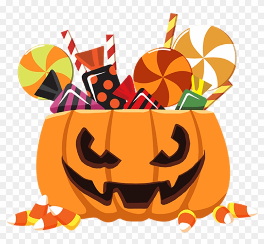 Cute Sticker - Pumpkin With Candy Clipart - Png Download #1296769