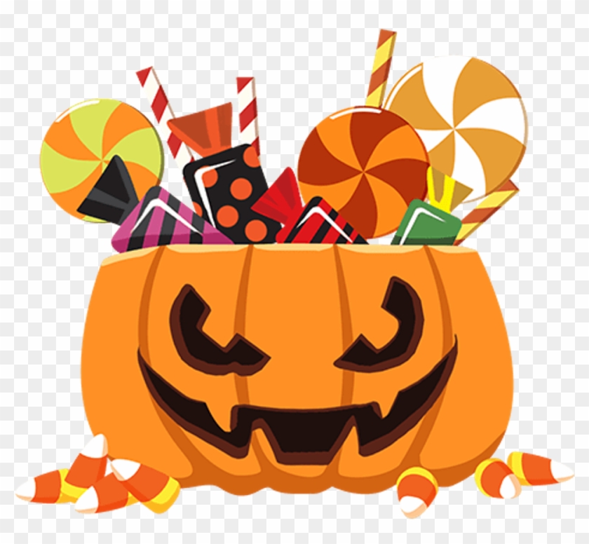 Cute Sticker - Pumpkin With Candy Clipart - Png Download