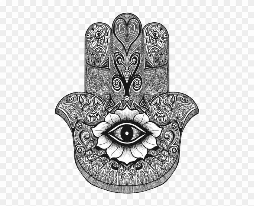 Symbols Of Islam Evil - Black And White Hamsa Hand Clipart #1297086