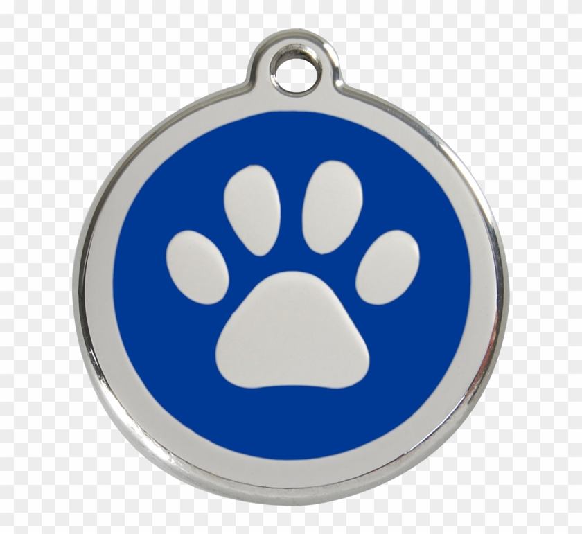 Red Dingo Paw Print Cat Id Tag Clipart