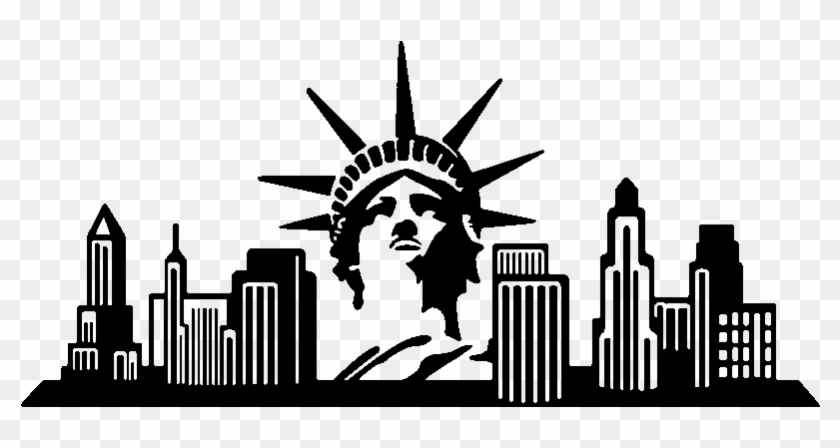 Sticker New York Et La Statue De La Liberte Ambiance - Dessin New York La Statue De La Liberte Clipart #131081