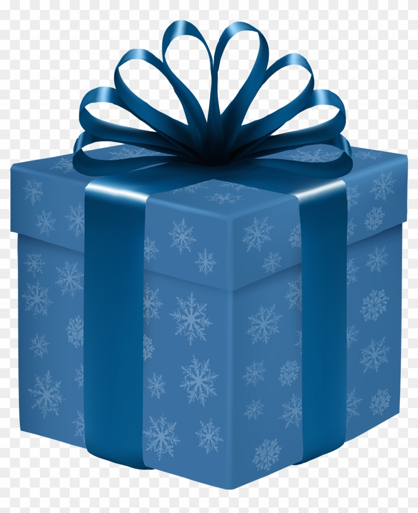 Blue Gift Box With Snowflakes Png Clipart - Blue Gift Box Transparent