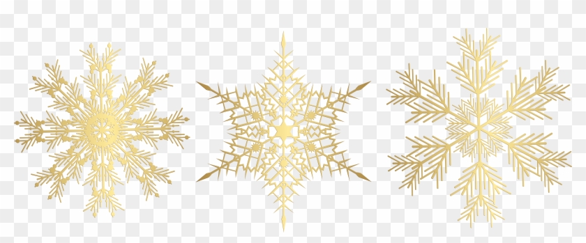 Set Clip Art Image - Transparent Gold Snowflakes Clipart - Png Download