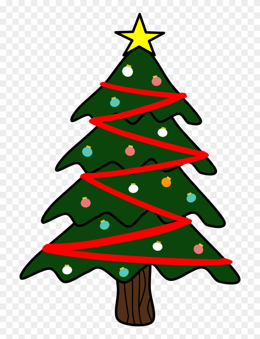 Christmas Tree, Red Garland, Png - Christmas Tree Clipart