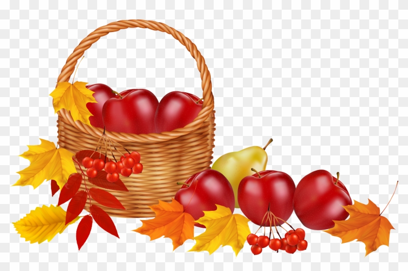 Clipart Library Basket With And Autumn Leaves Png Image - Transparent Background Fall Clipart