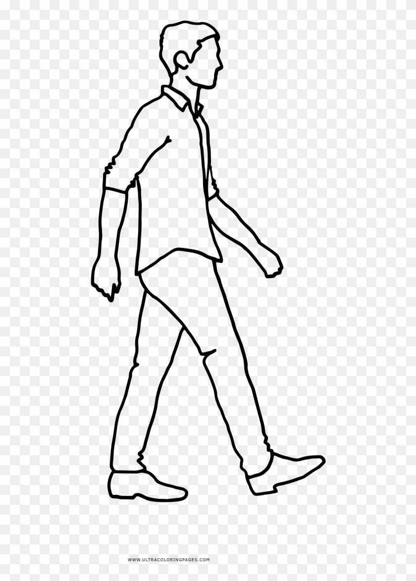 Man Walking Coloring Page - Hombre Caminando Para Dibujar Clipart