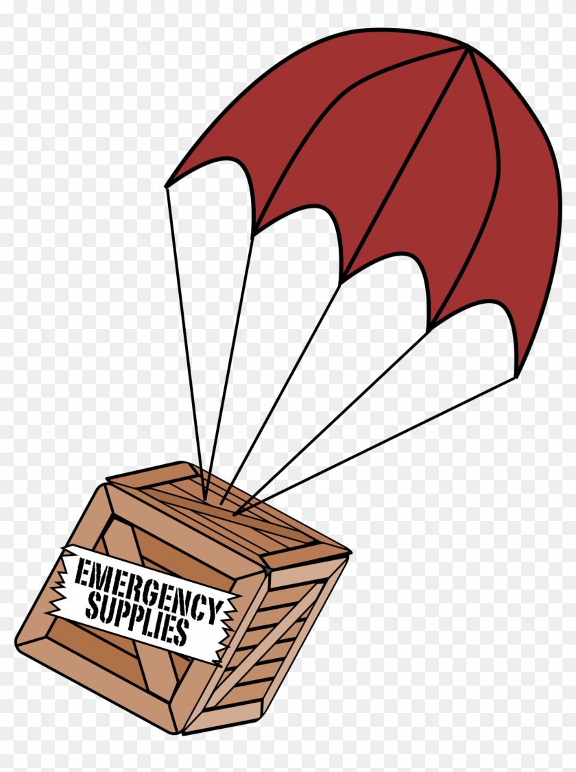 Paper Parachute Parachuting Wooden Box - Parachute Box Clipart - Png Download #132881