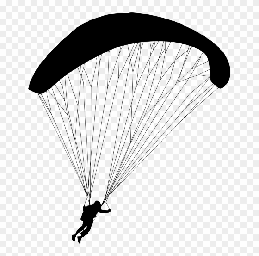 Paragliding Parachute Line Black Sky Plc - Paragliding Clipart - Png Download #132929