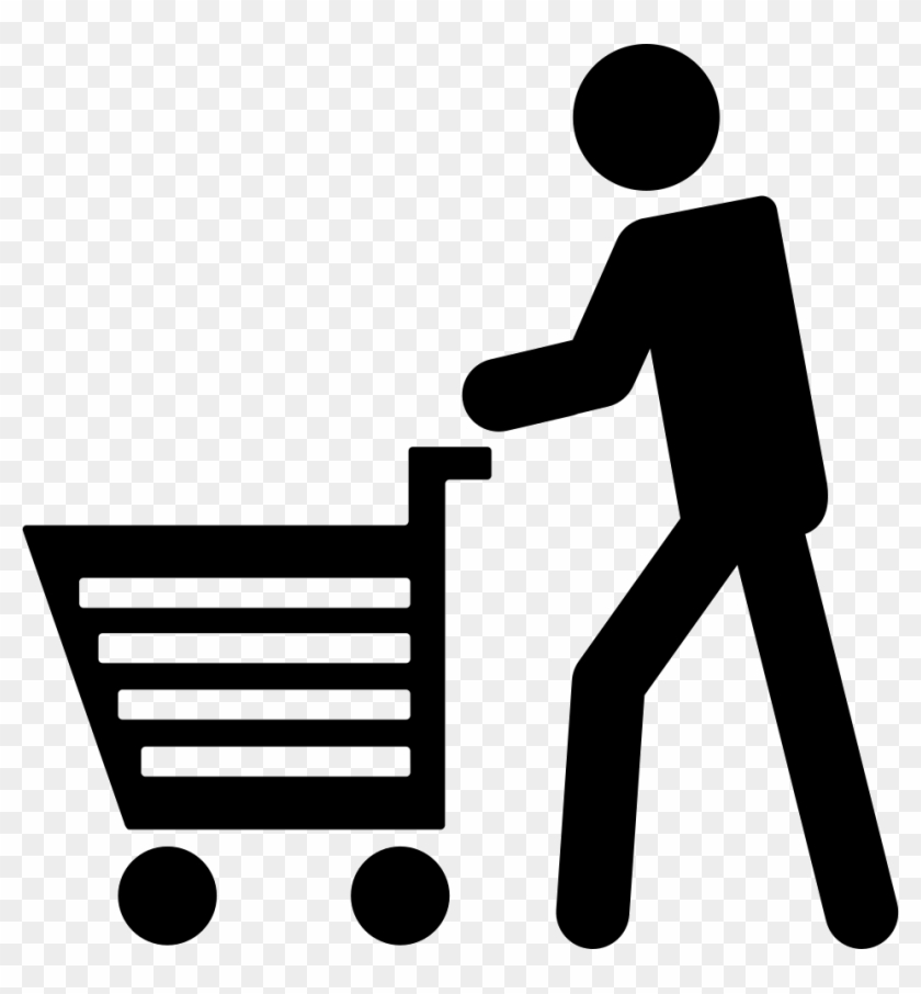 Man Walking With Shopping Cart Comments - Customer Shopping Icon Png Clipart