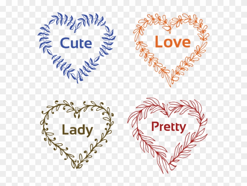 Romantic Heart Wreath With Different Style, Floral, - Heart Clipart