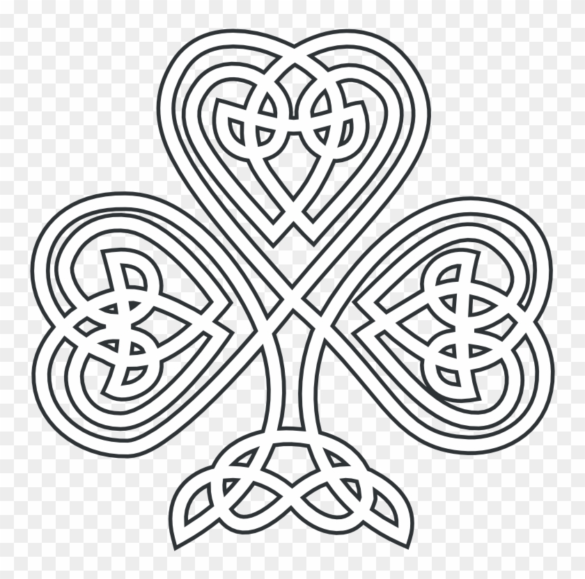 Clip Free Knotwork White Clip Art At Clker Com - Celtic Knot Shamrock Coloring Pages - Png Download