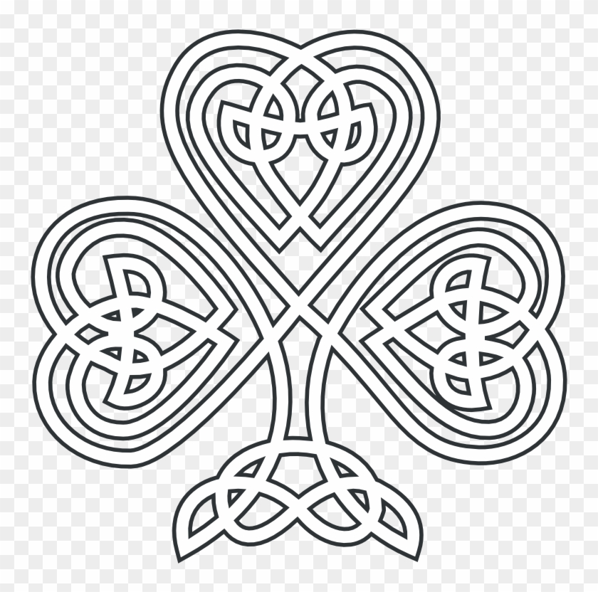 Clip Free Knotwork White Clip Art At Clker Com - Celtic Knot Shamrock Coloring Pages - Png Download #134328