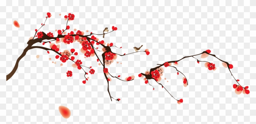 Cherry Blossom Png Free Vector Download - Red Cherry Blossom Branch Clipart #134508