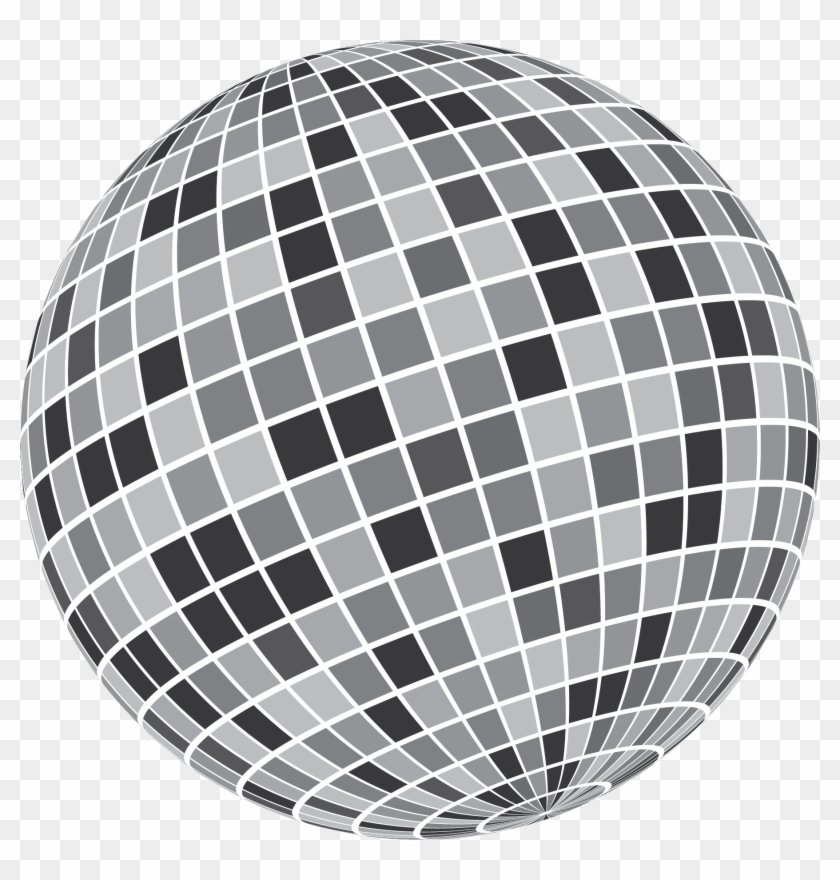 Grey Black White Disco Ball - Disco Ball Clipart