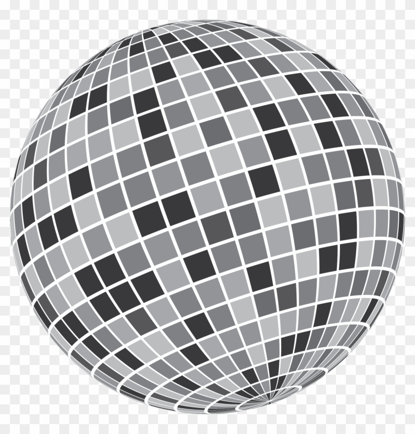 Grey Black White Disco Ball - Disco Ball Clipart #134742