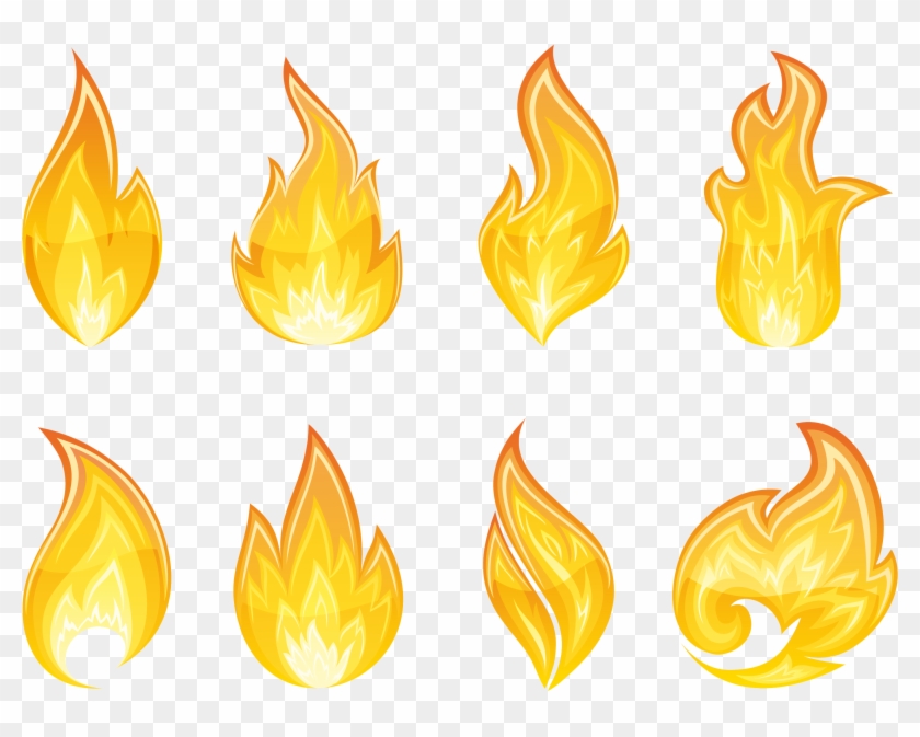 Transparent Flame Set Png Clipart - Fire Flame Drawing #134772