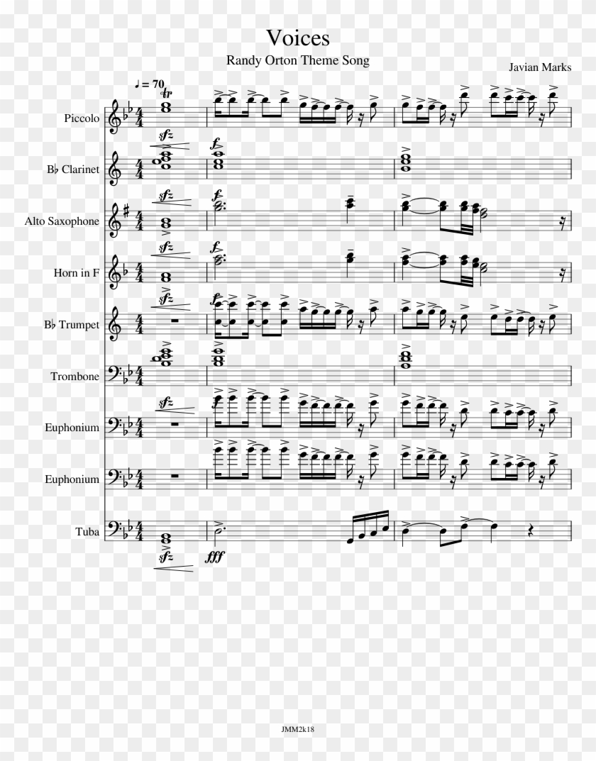 Randy Orton Theme Song - Somebody To Love Clarinet Sheet Music Clipart