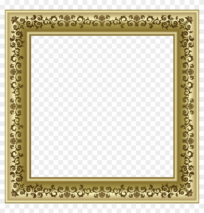 Gold Photo Frame Png With Brown Ornaments - Frames Psd Files Free Download Clipart #135638