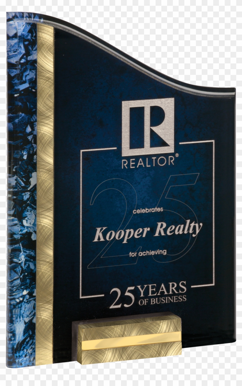 7″ X 10″ Gold & Blue Sunray Acrylic Award With Base Clipart