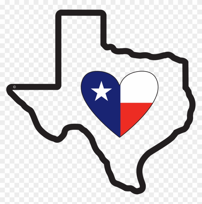 It's In My Heart - Texas Outline With Heart Clipart