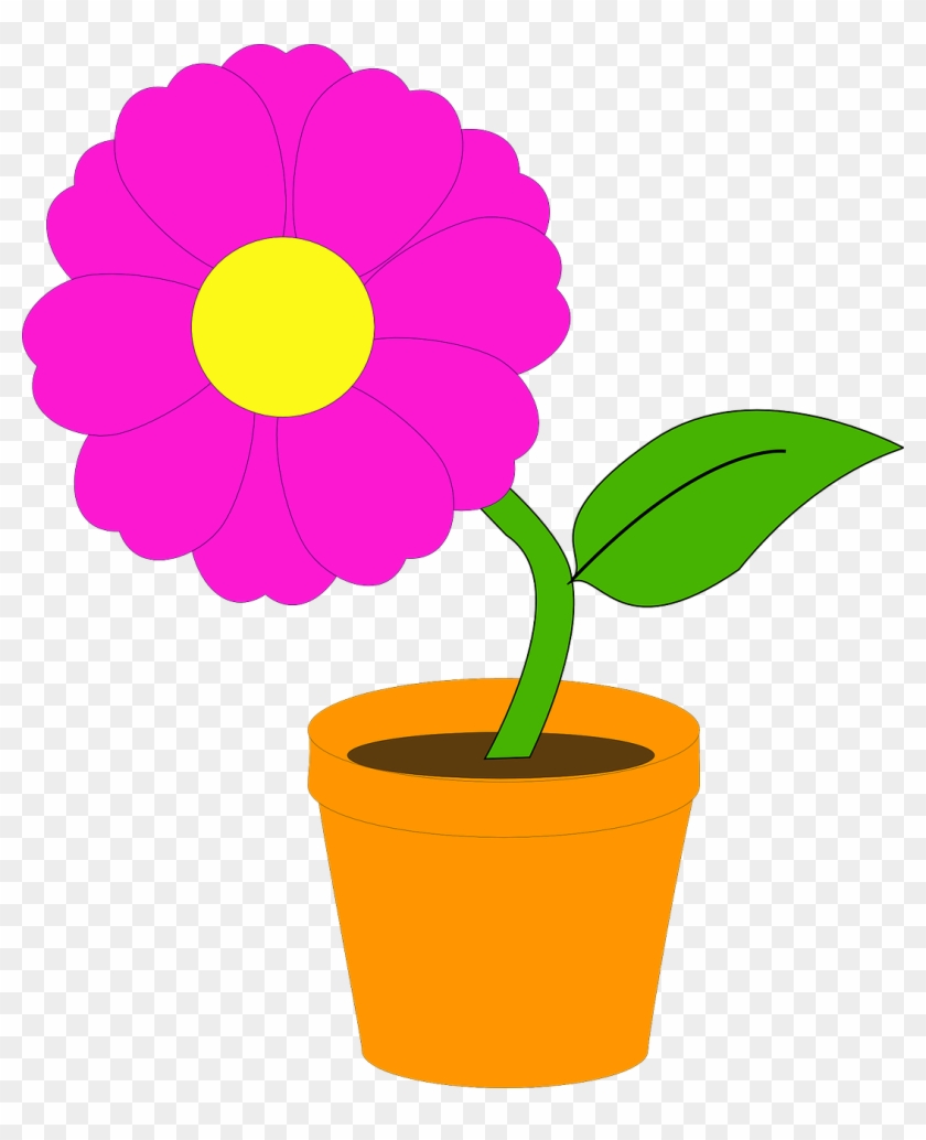 Banner Download Flower Pink Blossom Free Photo From - Flower In A Pot Clipart - Png Download #136733