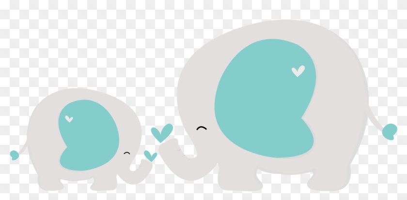Mom And Baby Elephant, Elephant Baby Showers, Baby - Clipart Blue Animals For Baby - Png Download