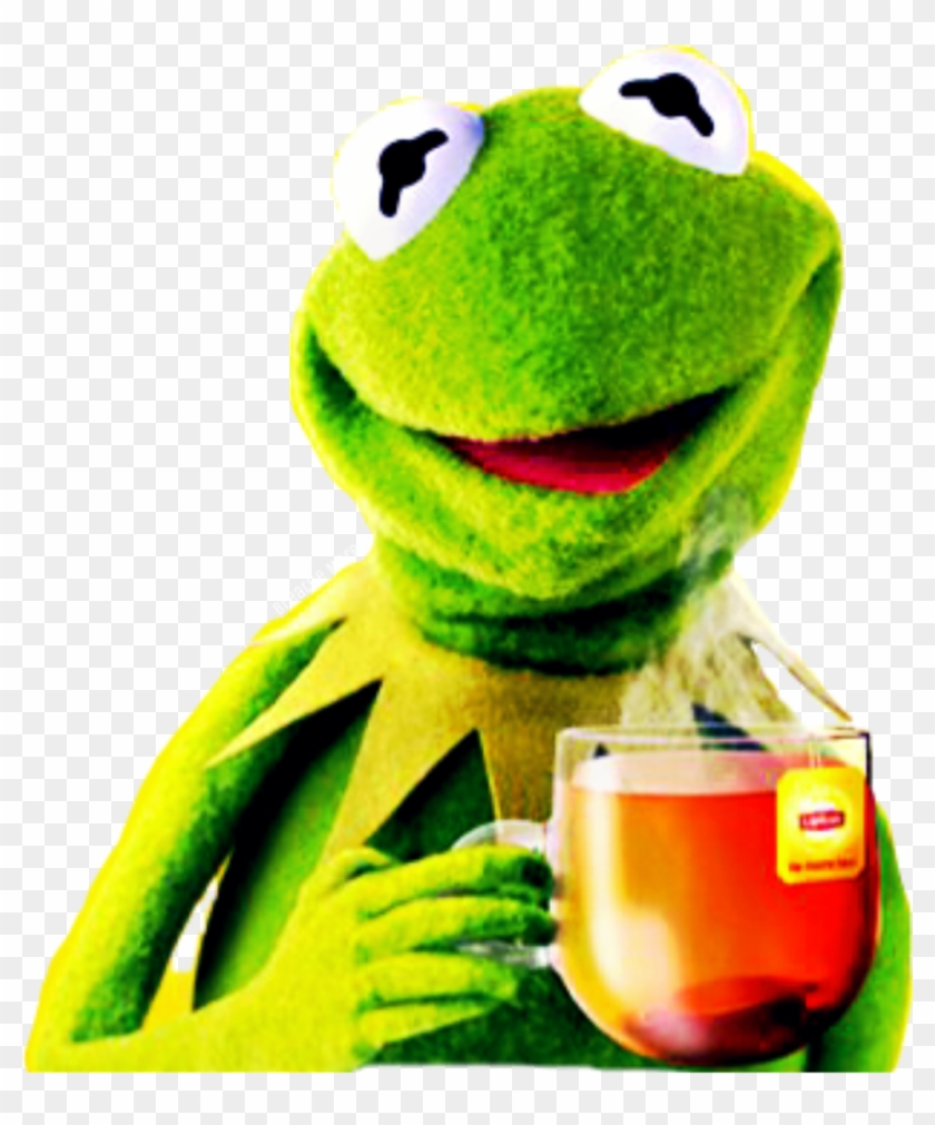 Kermitthefrog Kermit Lipton Icedtea Green Frog Sticker - Kermit The Frog Black And White Clipart