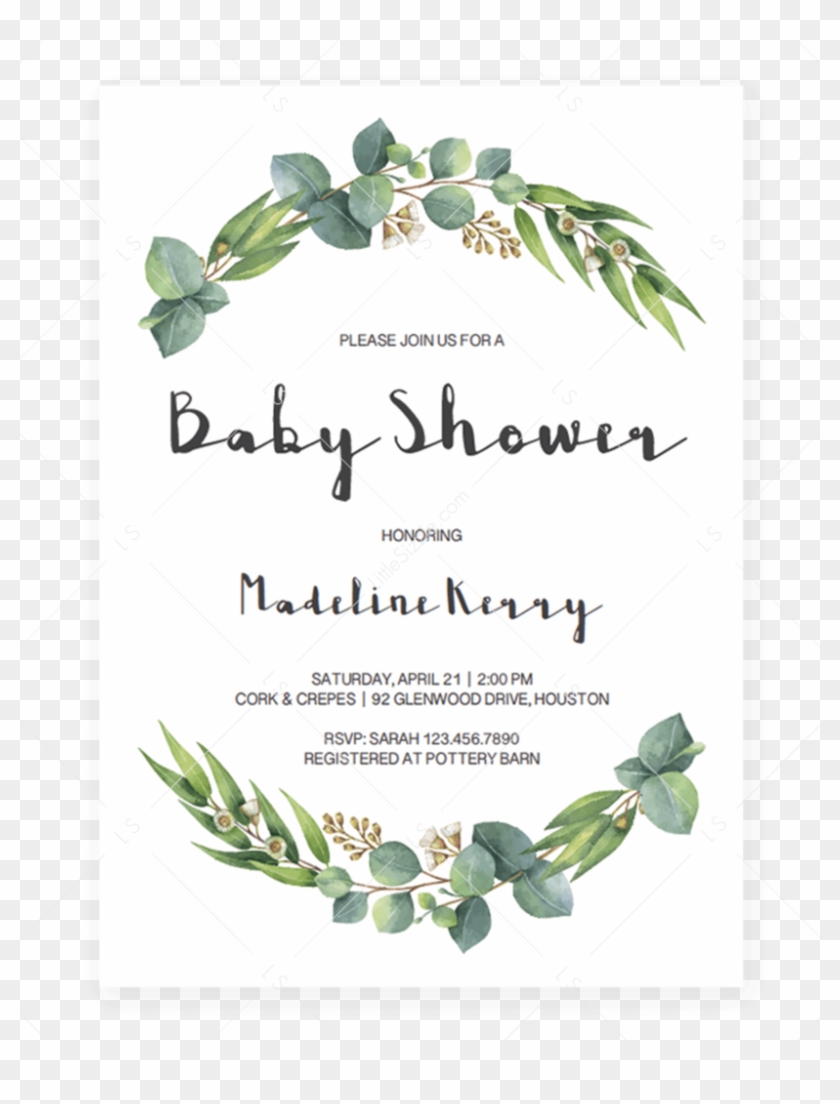 Eucalyptus Baby Shower Invitation Download By Littlesizzle - Baby Shower Alphabet Book Sign Clipart