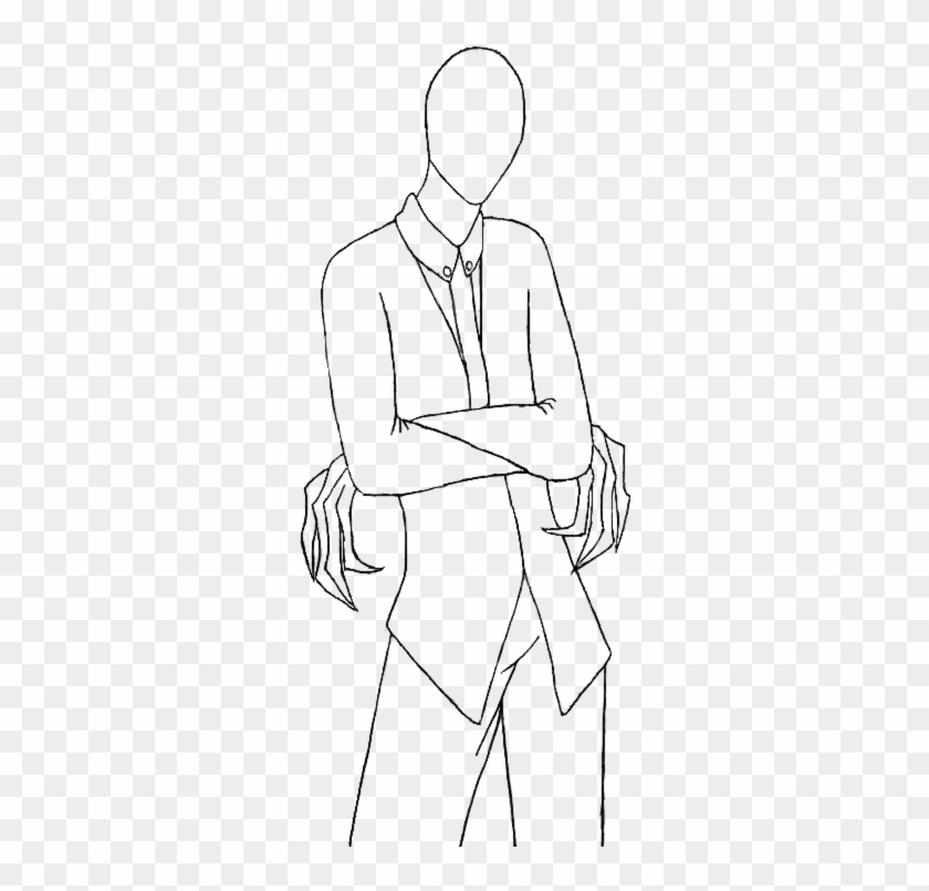 Transparent Slender Man Game Sketch Coloring Page - Standing Clipart