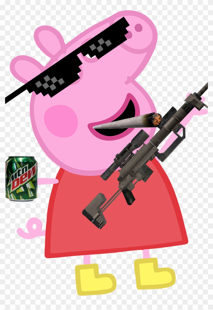 Weed Clipart Mlg - Peppa Pig With Gun - Png Download #139873