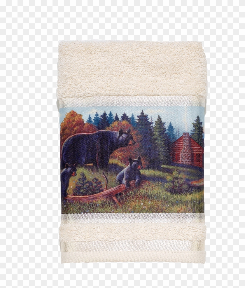 Black Bear Lodge Ivory Hand Towel Clipart