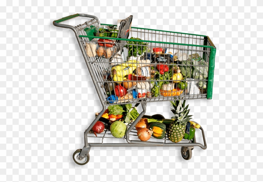 Objects - Shopping Cart With Groceries Png Clipart #1300348