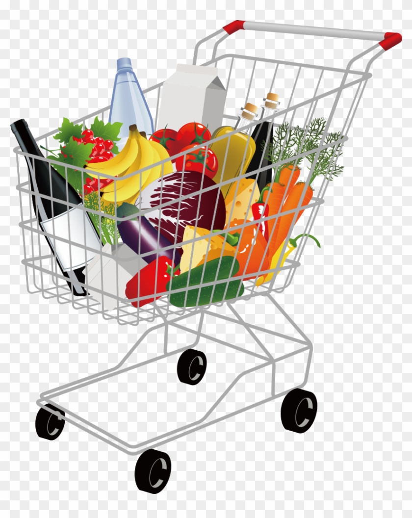 Grocery Shopping Cart Png Pic - Food Shopping Vector Png Clipart