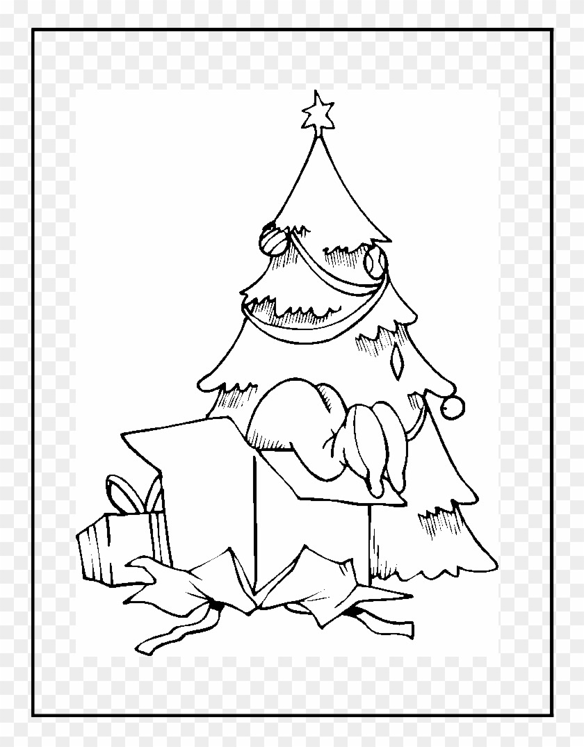 Arbol De Navidad Con Regalos Para Colorear Y Dibujar - Illustration Clipart
