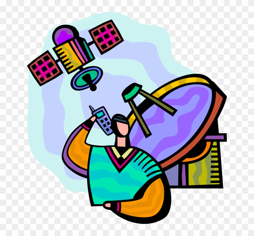 Vector Illustration Of Satellite Telecommunications Clipart #1301572