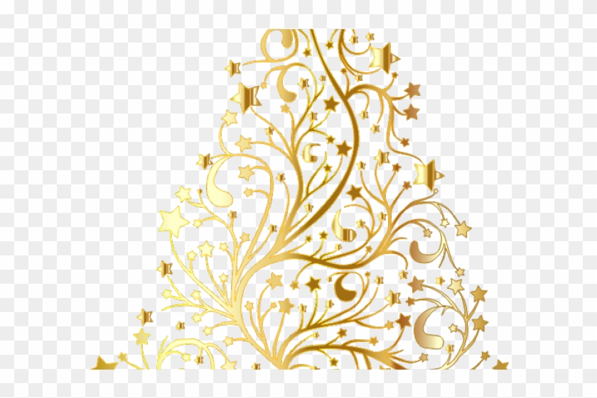 Merry Christmas Clipart Gold - Christmas Tree Vector Gold - Png Download