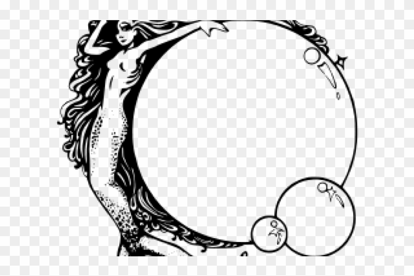 Vintage Mermaid Cliparts - Black White Mermaid Vintage Mermaid Png Transparent Png #1302605