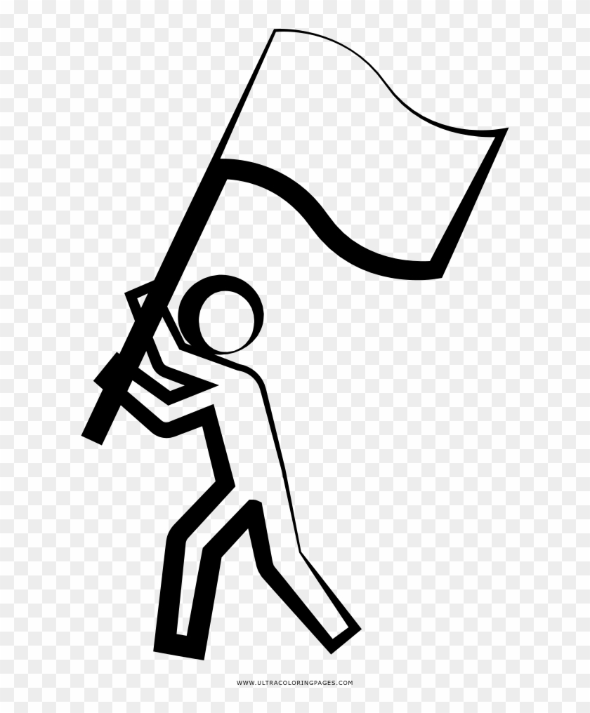 Waving Flag Coloring Page Clipart