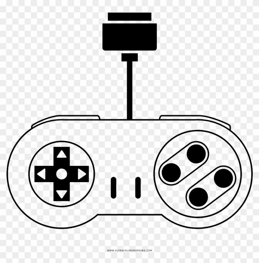 Super Nintendo Controller Coloring Page - Game Controller Clipart #1304361