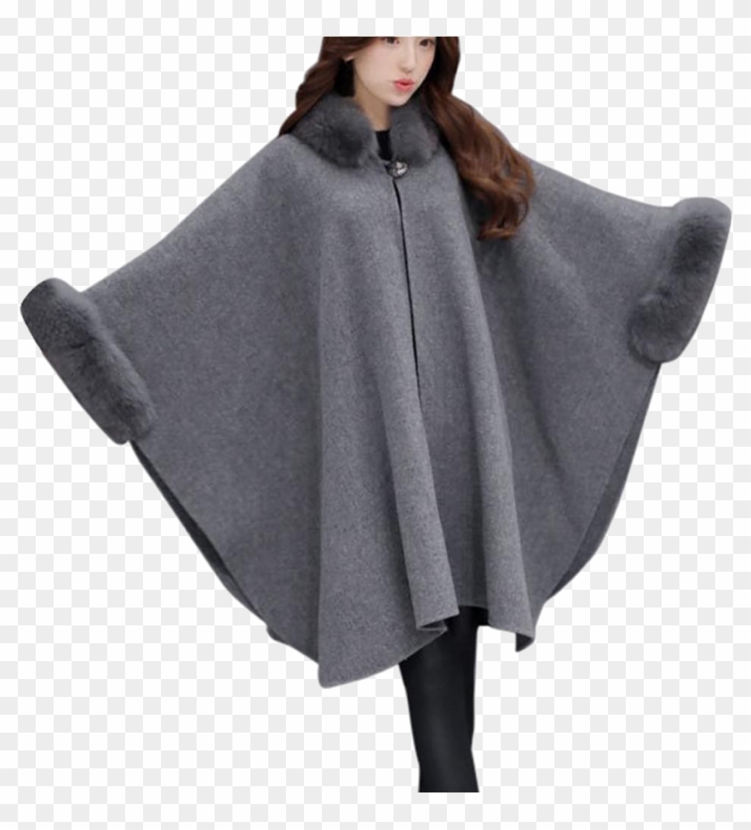 Poncho Cape Col Fourrure Clipart