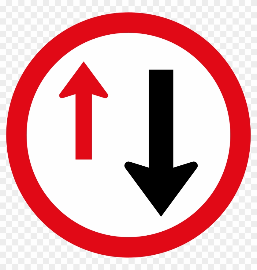 Yield To Oncoming Traffic Sign - Oncoming Traffic Has Right Of Way Clipart #1304856