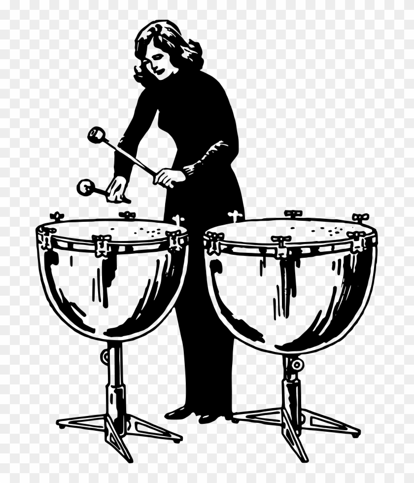 Woman Playing Kettledrums Clipart #1305026