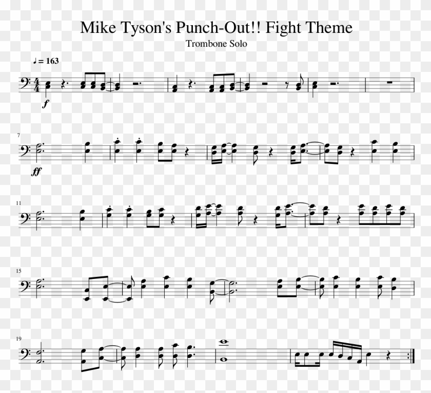 Mike Tyson's Punch-out Fight Theme - Havana Trumpet Sheet Music Clipart #1305240