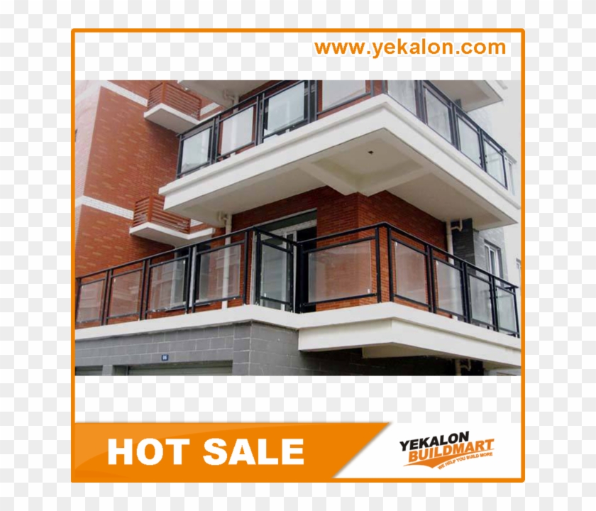 Yekalon New Design Zinc Steel Balcony Glass Handrail Clipart