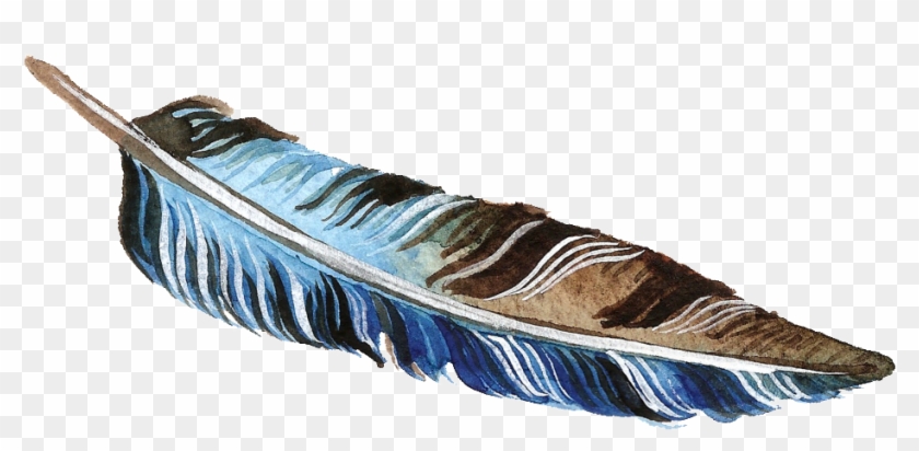 Brown And Blue Feather Transparent Decorative Clipart #1307717