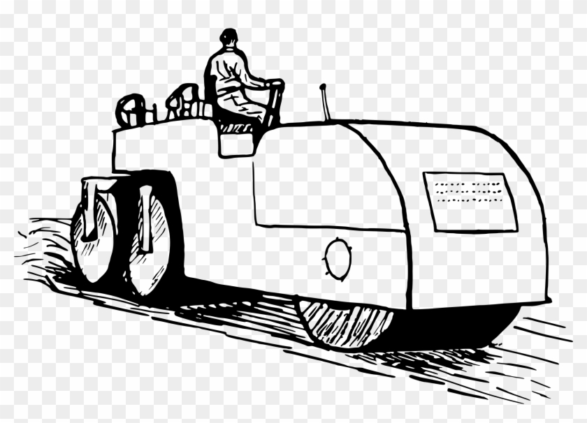 Car Road Roller Clip Art - Road Roller Clipart Black And White - Png Download #1308517