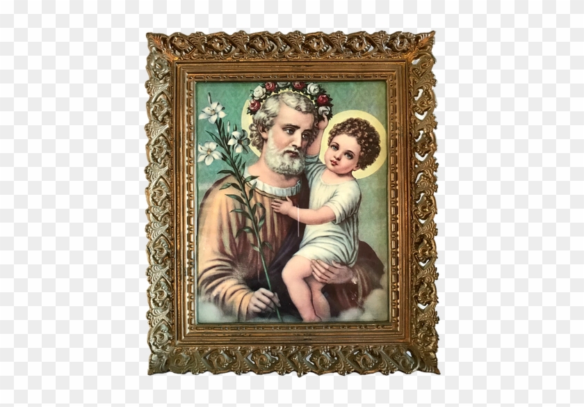 Religious Framed Art Saint Joseph And Baby Jesus - St Joseph Image High Resolution Clipart
