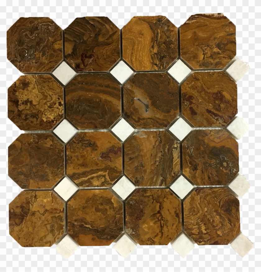 Multi Brown Onyx Octagon Mosaic Tiles With White Dot - Floor Clipart #1308687