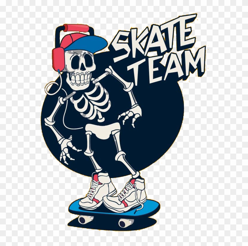 T-shirt Vector Art Skull Illustration Hd Image Free - Cartoon Skull Skateboard Clipart #1308880